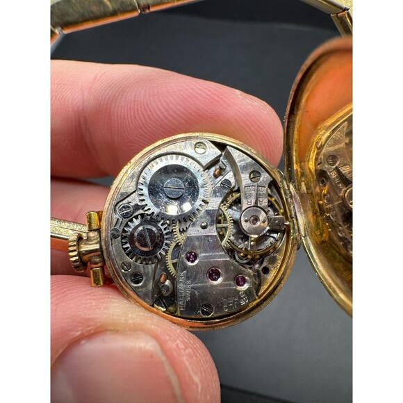 Vintage Hallmark Swiss 1/20 10KT GF Top 15Jewels Art Deco Bracelet Watch 23.5mm main image 9